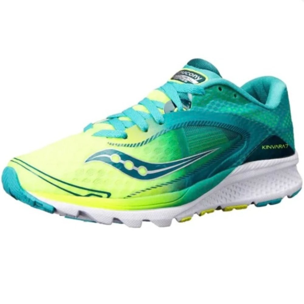 Saucony Neon Green & Teal Kinvara 7 Everun Running Shoes